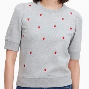 Kate Spade Embroidered Strawberries Short Sleeve Sweat Shirt